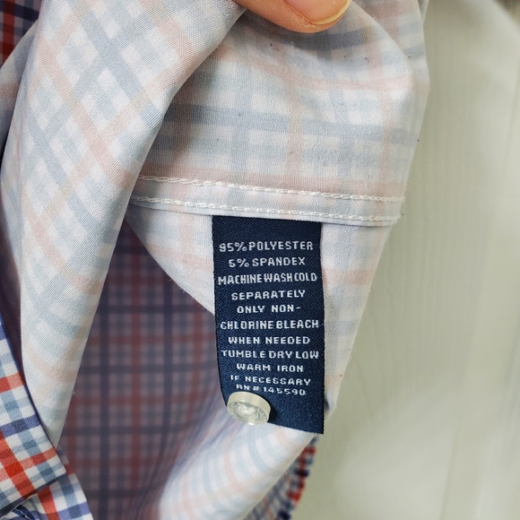 Nautica Men's Red and Blue Plaid Slim Fit Button Down Dress Shirt Large - Picture 4 of 5